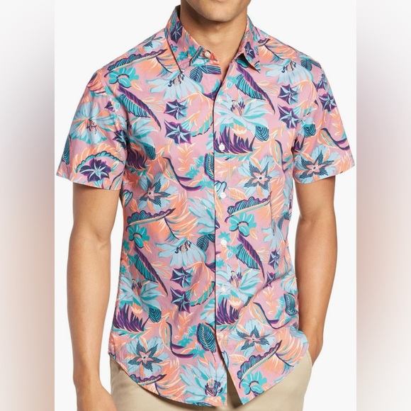 BONOBOS Slim Fit Short Sleeve Button-Up Shirt Size Large - Picture 3 of 5